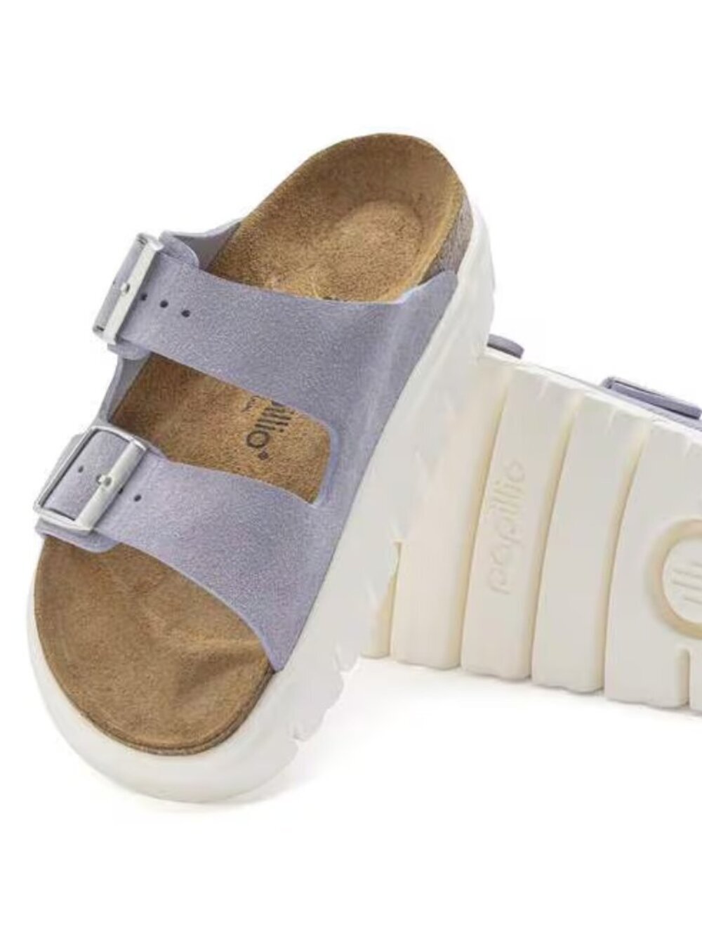 NWT Papillo By Birkenstock Arizona Chunky Suede Leather Purple Fog 41 10